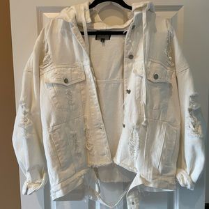 Distressed oversized denim jacket